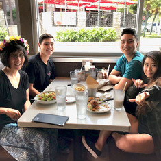 Jennifer and son Nathan Evans with girlfriend Natalie and friend from Orinda, Grif. Honolulu 2018