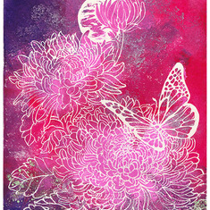 I learned the art of block prints from you and this is Chrysanthemum & Butterfly 2019.