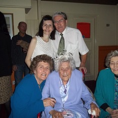 Nana, Auntie Wendy, Auntie Sheila, Dad and me (Carina's wedding evening)