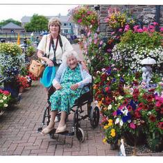 Nana and Auntie Wendy amongst the flowers at Brecon