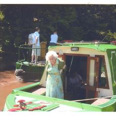 Nana at the front of the boat