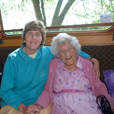 Auntie Wendy with Nana on the canal boat