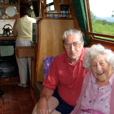 Dad and Nana on the canal boat