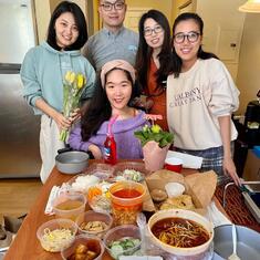 February 21, 2021. A birthday party at Ji's home with friends in our 2019 cohort