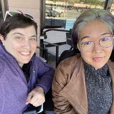 Two “unsalvageable nerds” having coffee in October 2022. 