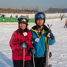 与刘瑞雪在滑雪场