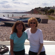 Budleigh beach - Jill with sister Dorothy