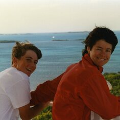 1996: Jim's favorite photography subject (left) on top of light house.