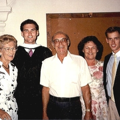 Grandpa at Craig's Graduation (1990)- Grandma, Craig, Grandpa, Chiri & Rick