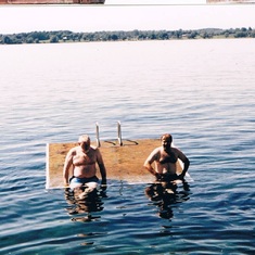 Dad and Uncle Paul enjoying the water at camp