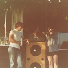 Kerry Burkheimer on the left and Jimmy Lineham on the right with his home made amplifier he named Big Bertha. It could drive up to four 15 inch speakers.