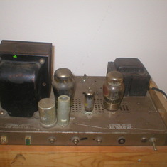 Little Bertha front view. It drives two 6550 tubes at 60 watts, 16 Ohm's and it sounds better than my Marshall or any store bought amp. It is very loud for 60 watts. When I was 17 years old, I had the loudest amp in my high school. I bought it from Jimmy 