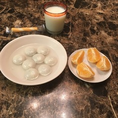 Wende's new favorite- rice balls as breakfast