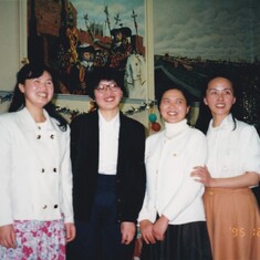 Jingqi with some close friends of the Chinese community at the annual Christmas gathering, 1995