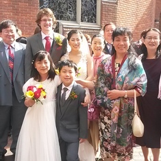 Jingqi (far right) and friends at Tianying and Luke's wedding, Robinson College, Cambridge 2015