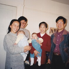 Fei and Jingqi with Auntie Xu and Uncle Gao and their baby twins, 1997