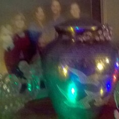 Jo Ann''s urn on the mantle at home where she belongs. Dec 2014