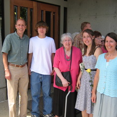 Clare's Baccalaureate 2008, with Jeff and Miles Zimmerman, Jo-Ann, Clare Zimmerman, Sabrina.
