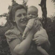Joan with her son, Colin, 1945.