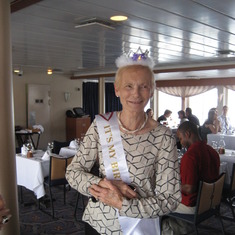 She was the queen of the boat that night . The big 80