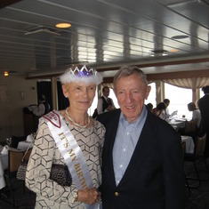 Mom celebrating her 80's Birthday on cruise boat around New York city.