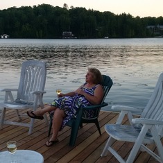 Peaceful evening on cottage dock