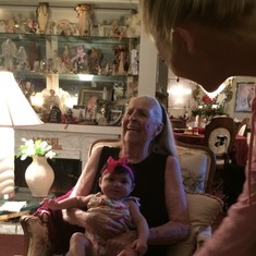 Meeting her great granddaughter for the first time