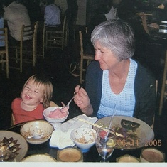 Carley & Nona sharing dinner and a few laughs. Whittier, CA
