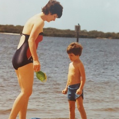 Neil & his mom at the beach, Florida