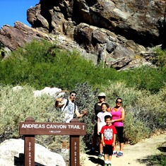 Hiking in the Andreas Canyon, Palm Springs. Neil, Dani, Carter, Carley & Joan