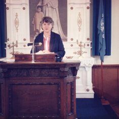 Giving a sermon, 1986