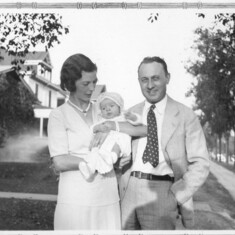 With her parents, Matilda Johnson Merkert and Dr. Charles Merkert.