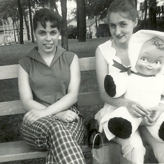 Mom and Nancy her friend at Riverview July 4th, 1958