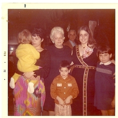 Left to right: Angie, Mom, Grandma Gert. Jimmy, Aunt Barb and Jenny