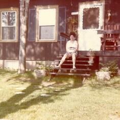 Mom on the front porch off Oakwood in St. Charles, Illinois. Mom and Dad loved that house.