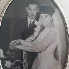 Joan and Russell on their wedding day.