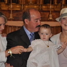 Grandson Lennox's baptism with his Grandmother Mary visiting from Paris
