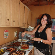Joanne enjoying the Italian feast at our reunion summer 2013
