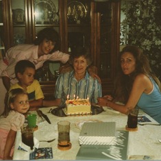 Birthday Party ca. 1985  Kristy, Steve, Sue, Jody, Cindy