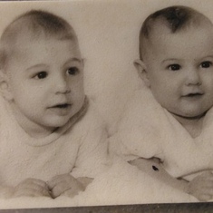 Baby Joanne (R) and brother John 