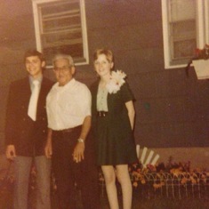 September 1970 - Dad, Great Gramp Joe and Mom in the back of Pond St. This was their wedding reception.