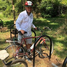 Joe with Grandaddy's bike September 2019