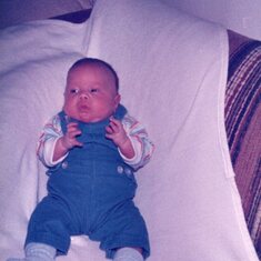 Joel home from the neonatal hospital, 9-21-85