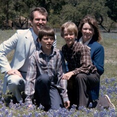 family photo with bluebonnets