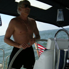 Dad at the helm