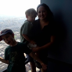 Joshi and her boys at the Sears Tower