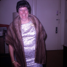 Irene Anstett dressed up in mink stole July 69