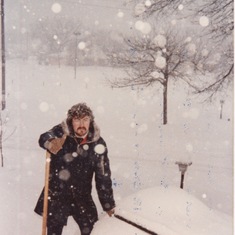 John shoveling snow in Minneapolis