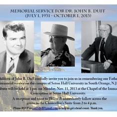 JBD Memorial announcement at Seton Hall University.