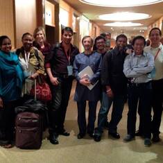 meeting up with trade union colleagues in Bangkok